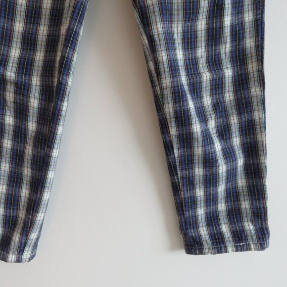 VINTAGE CALVIN KLEIN Y2K Tartan Plaid High Rise Straight Cotton Pants Jeans - Picture 7 of 15